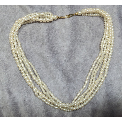 Vintage Multilayer Cream Faux Pearl Necklace