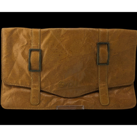 Retro Split Brown Faux Leather Clutch With Magnetic Closure 100% PVC Exterior & Cotton Lining