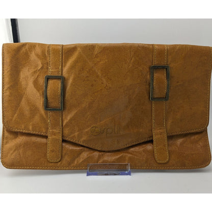 Retro Split Brown Faux Leather Clutch With Magnetic Closure 100% PVC Exterior & Cotton Lining
