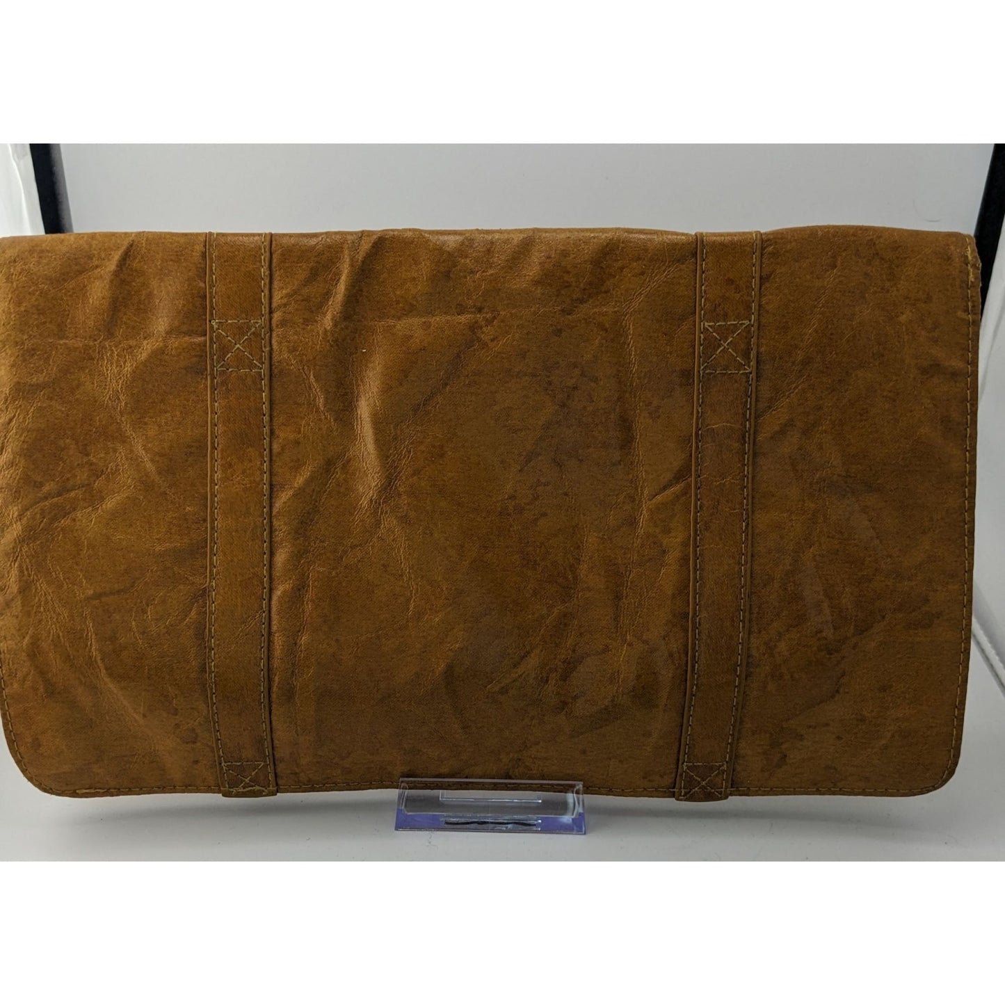 Retro Split Brown Faux Leather Clutch With Magnetic Closure 100% PVC Exterior & Cotton Lining
