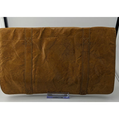 Retro Split Brown Faux Leather Clutch With Magnetic Closure 100% PVC Exterior & Cotton Lining