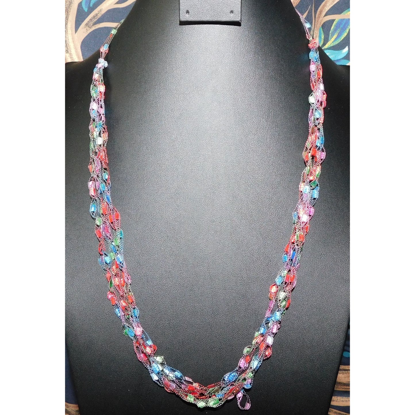 Artsy Rainbow Ladder Trellis Yarn Necklace