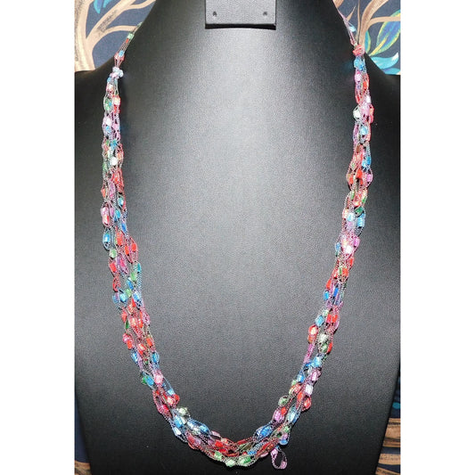 Artsy Rainbow Ladder Trellis Yarn Necklace