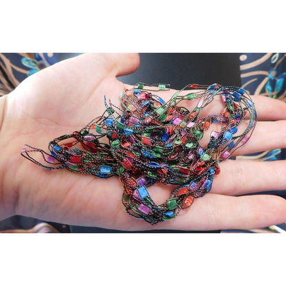 Artsy Rainbow Ladder Trellis Yarn Necklace