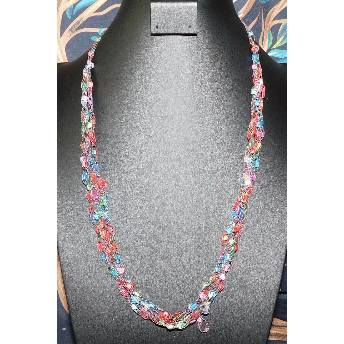 Artsy Rainbow Ladder Trellis Yarn Necklace