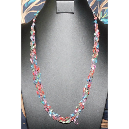 Artsy Rainbow Ladder Trellis Yarn Necklace