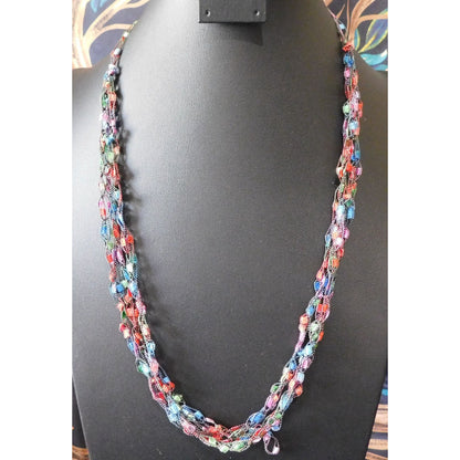 Artsy Rainbow Ladder Trellis Yarn Necklace