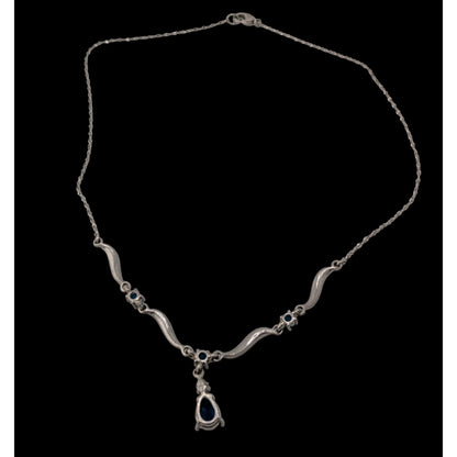 Vintage Avon Elegant Blue Gemmed Silver Tone Formal Princess Necklace