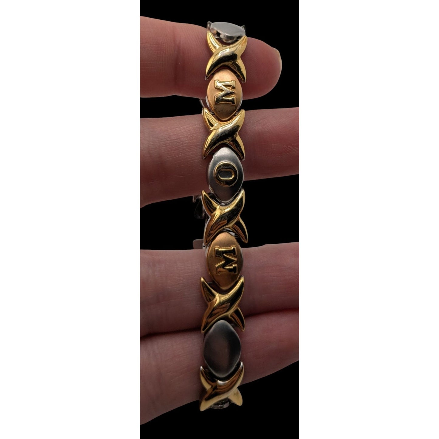 Mom-Themed Stainless Steel Bracelet Gold & Silver Snap Lock 7 Inches JJT Design