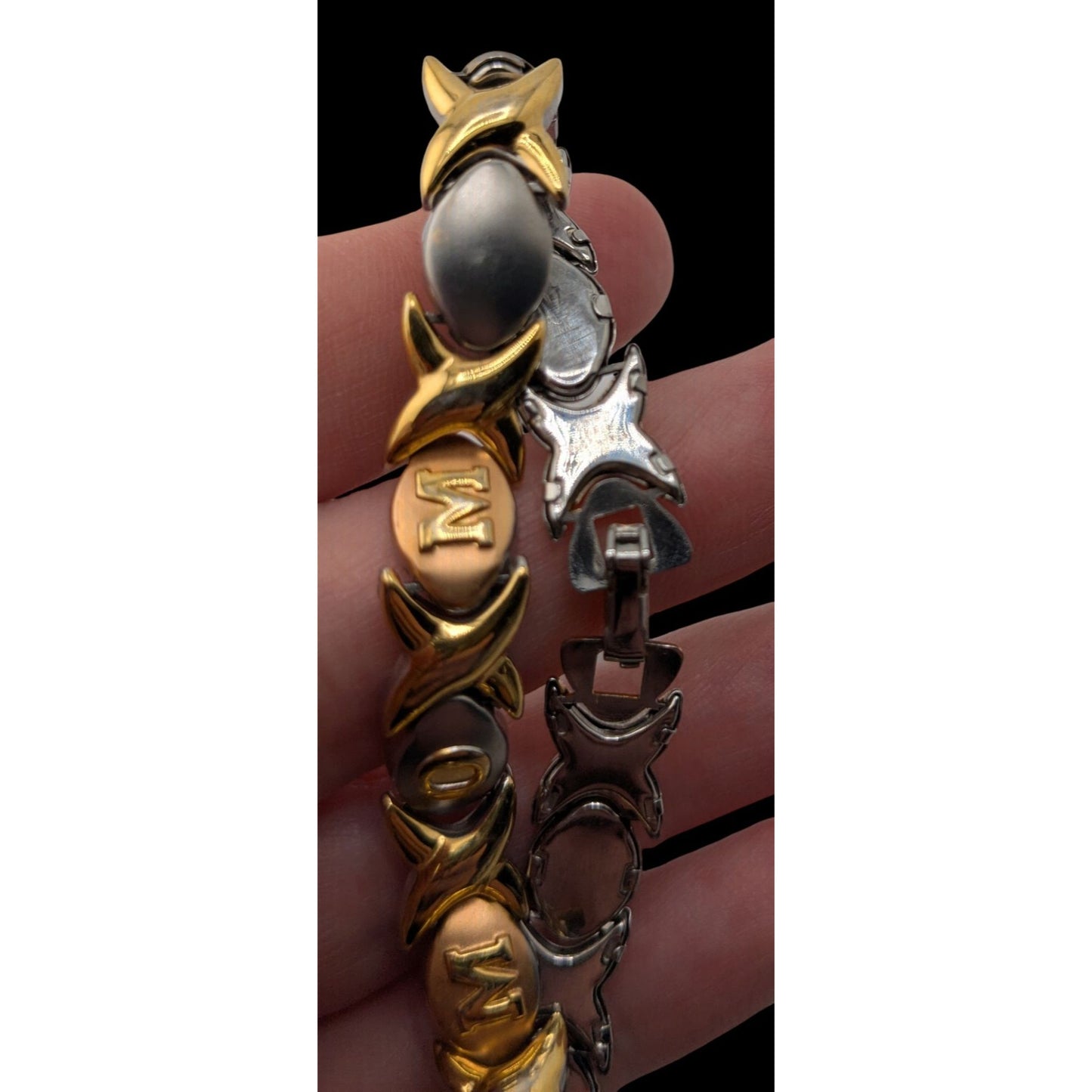 Mom-Themed Stainless Steel Bracelet Gold & Silver Snap Lock 7 Inches JJT Design