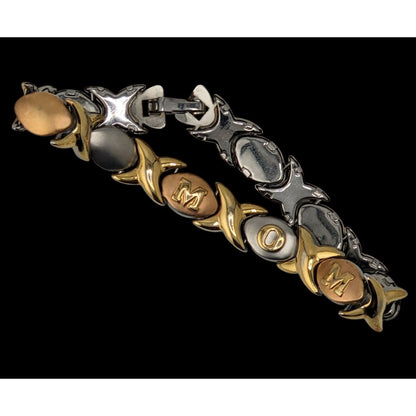 Mom-Themed Stainless Steel Bracelet Gold & Silver Snap Lock 7 Inches JJT Design