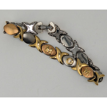 Mom-Themed Stainless Steel Bracelet Gold & Silver Snap Lock 7 Inches JJT Design