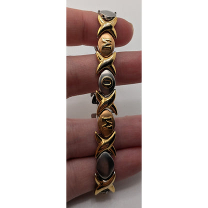 Mom-Themed Stainless Steel Bracelet Gold & Silver Snap Lock 7 Inches JJT Design