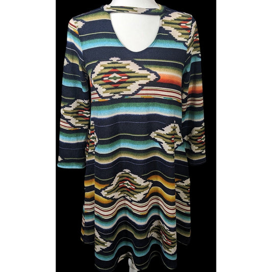 C.R.O. Brooklyn New York Southwestern Keyhole Dress Size Small