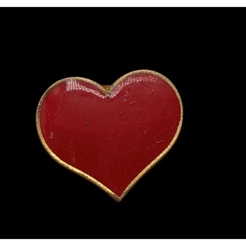 Vintage Hallmark Pin Heart Brooch Red Gold Tone Valentines Day