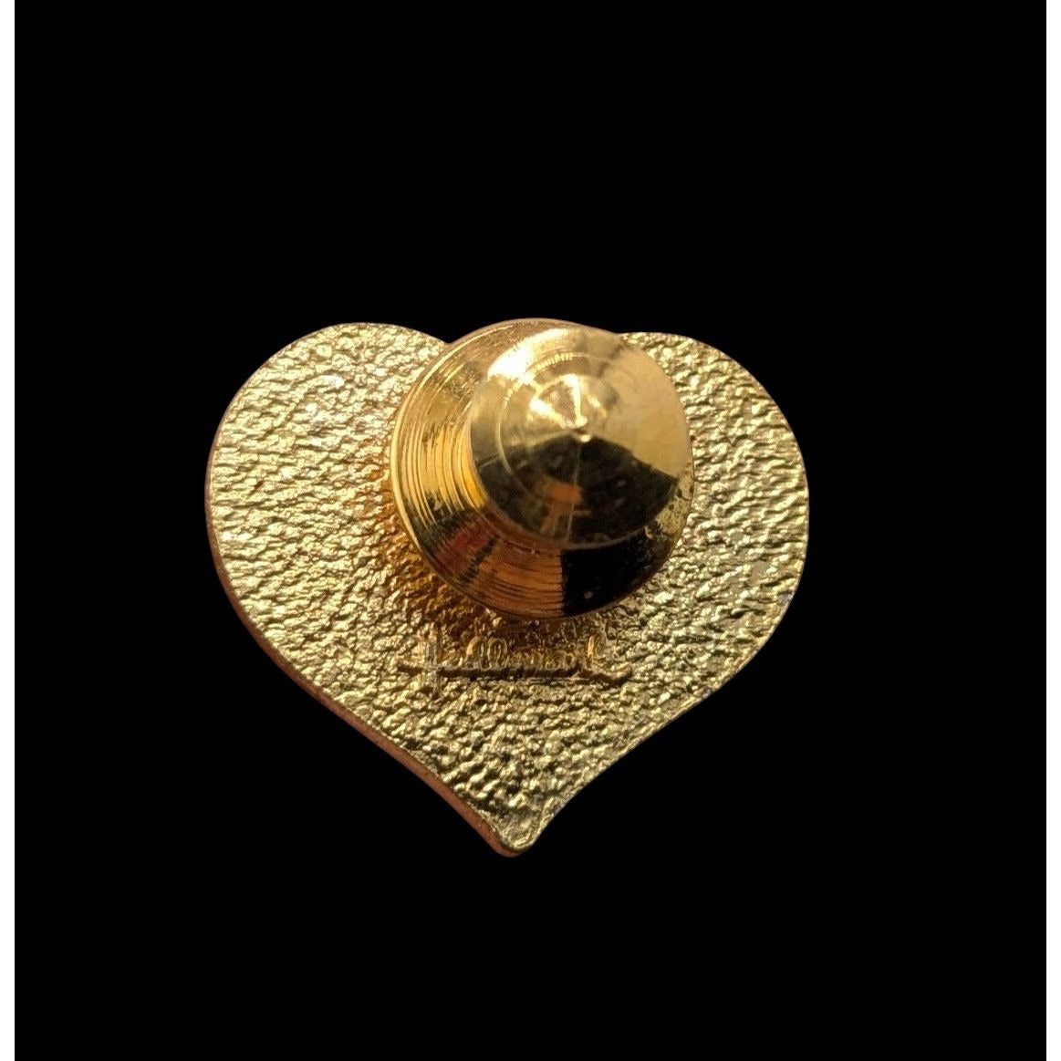 Vintage Hallmark Pin Heart Brooch Red Gold Tone Valentines Day