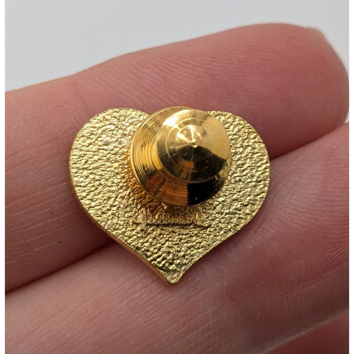 Vintage Hallmark Pin Heart Brooch Red Gold Tone Valentines Day