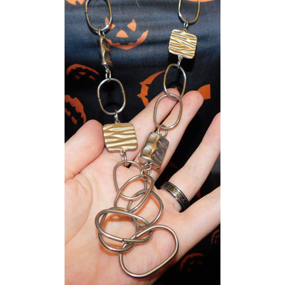 Chico's Silver Tone Abstract Link Necklace