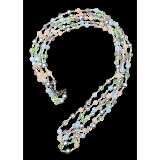 Coquette Pastel Whimsical Layered Beaded Necklace