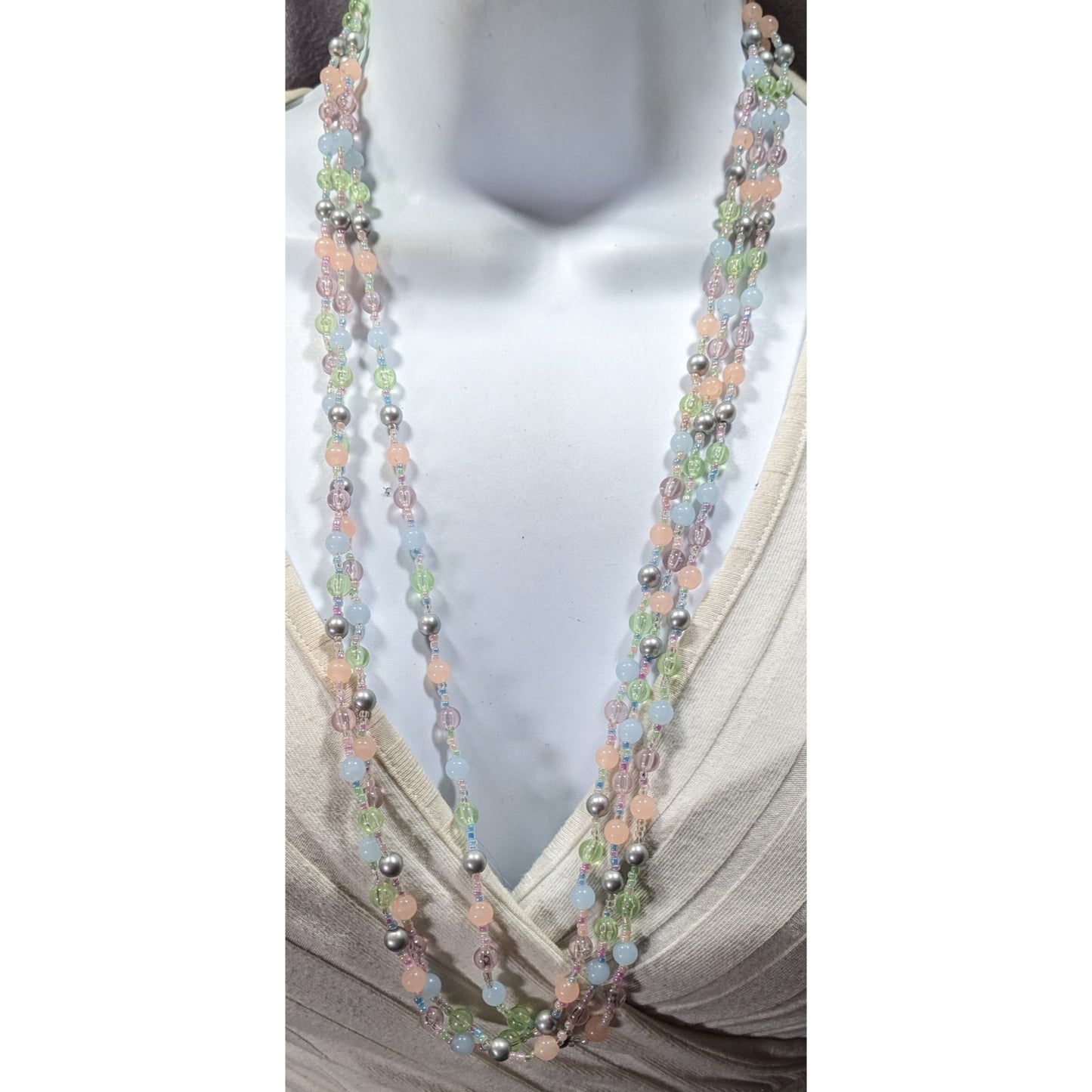 Coquette Pastel Whimsical Layered Beaded Necklace