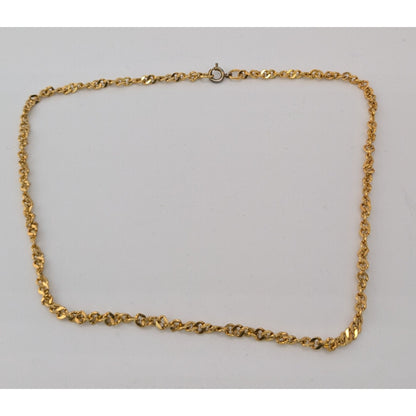 Simple Bright Gold Tone Chain Necklace
