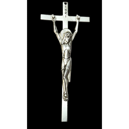 Vintage Aluminum Silver Tone Hanging Crucifix