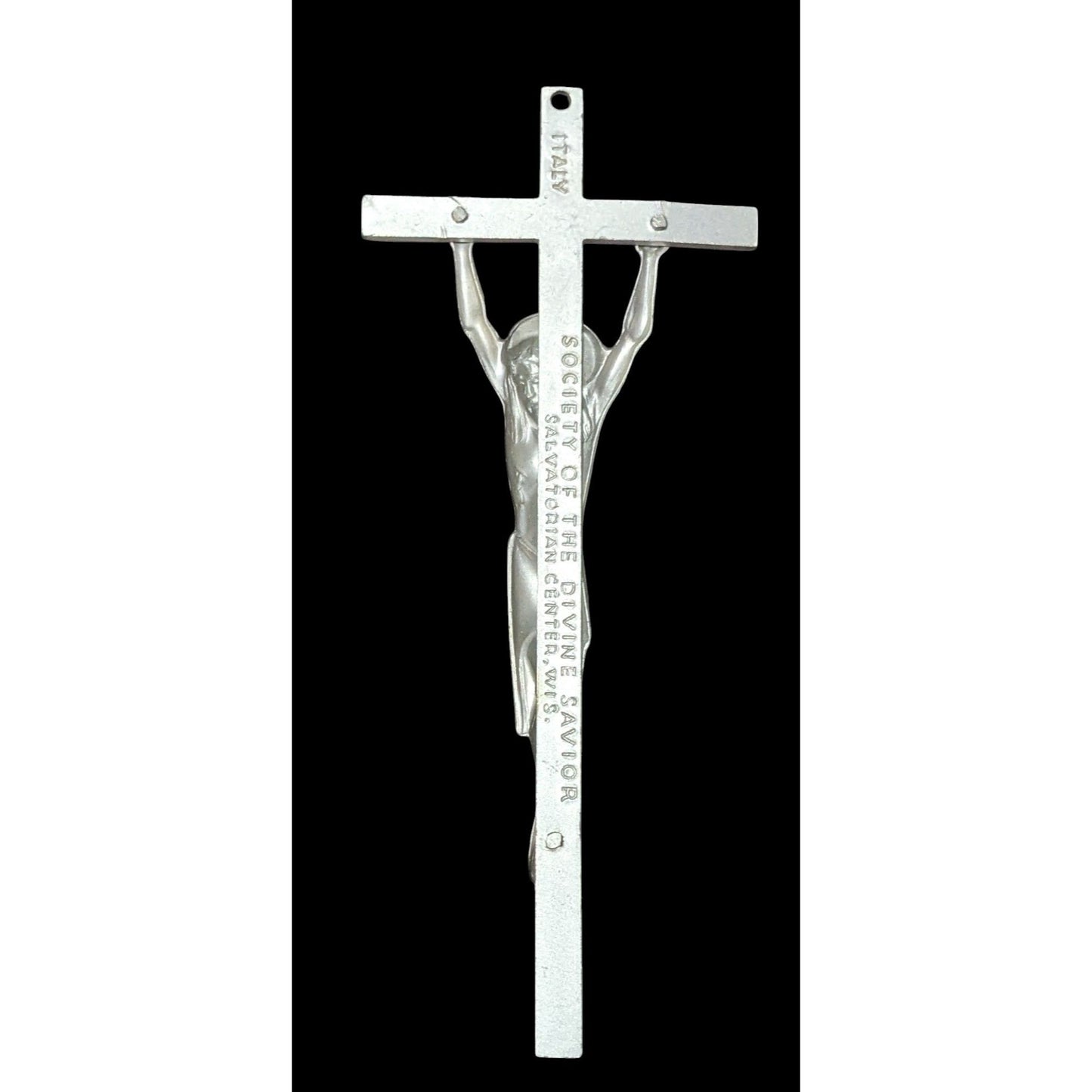 Vintage Aluminum Silver Tone Hanging Crucifix