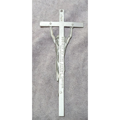 Vintage Aluminum Silver Tone Hanging Crucifix