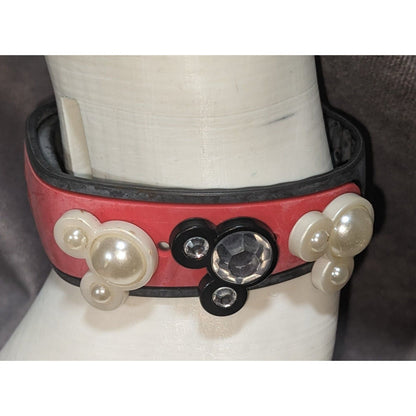 Disney Y2K Kawaii Plastic Red Black Mickey Charm MagicBand 8 Inch For Parts