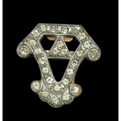 Antique Art Deco Rhinestone Silver Tone Dress Clip