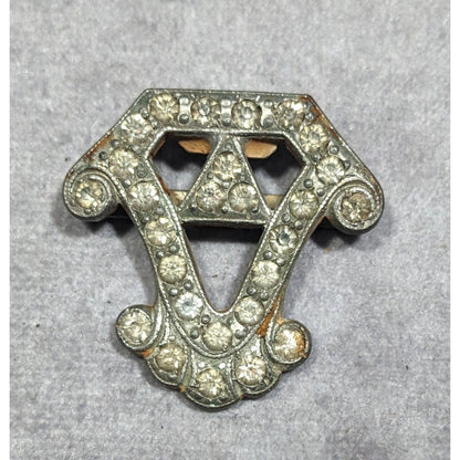 Antique Art Deco Rhinestone Silver Tone Dress Clip