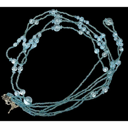 Layered Mermaidcore Blue Glass And Acrylic Beaded Necklace