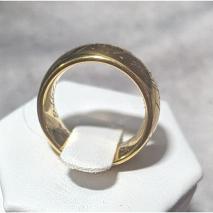 Whimsical Fantasy Lord Of The Rings Heavy Gold Tone Engraved One Ring Size 6