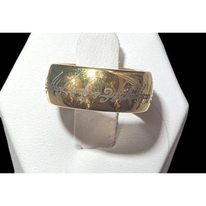 Whimsical Fantasy Lord Of The Rings Heavy Gold Tone Engraved One Ring Size 6