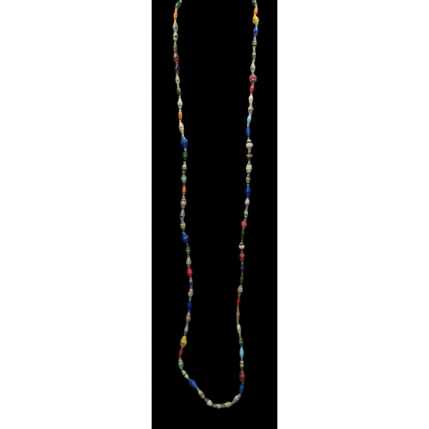 Vintage Handmade Paper Bead Necklace Rainbow Casual Statement Jewelry