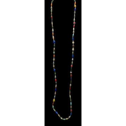 Vintage Handmade Paper Bead Necklace Rainbow Casual Statement Jewelry