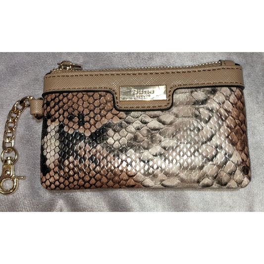Dune London Womens Snake Print Zip Pouch With Gold Chain & Zip Closure