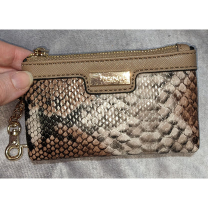 Dune London Womens Snake Print Zip Pouch With Gold Chain & Zip Closure