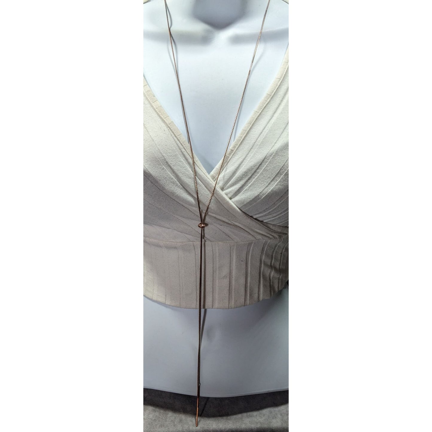 Minimalist Gold Tone Bolo Chain Necklace With Pillar Ends