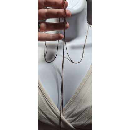 Minimalist Gold Tone Bolo Chain Necklace With Pillar Ends