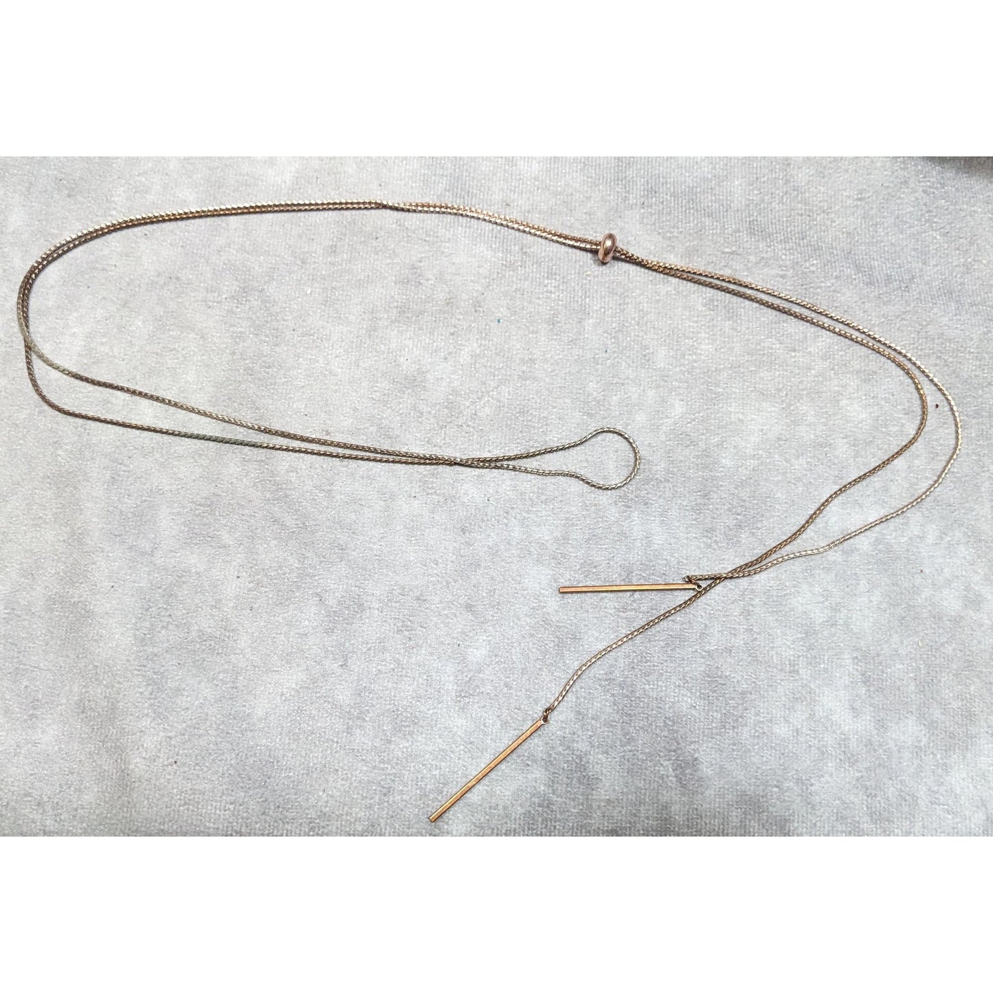 Minimalist Gold Tone Bolo Chain Necklace With Pillar Ends