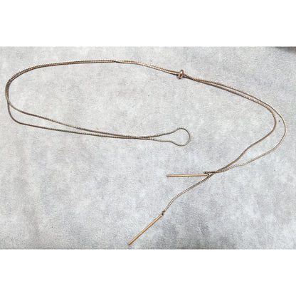 Minimalist Gold Tone Bolo Chain Necklace With Pillar Ends