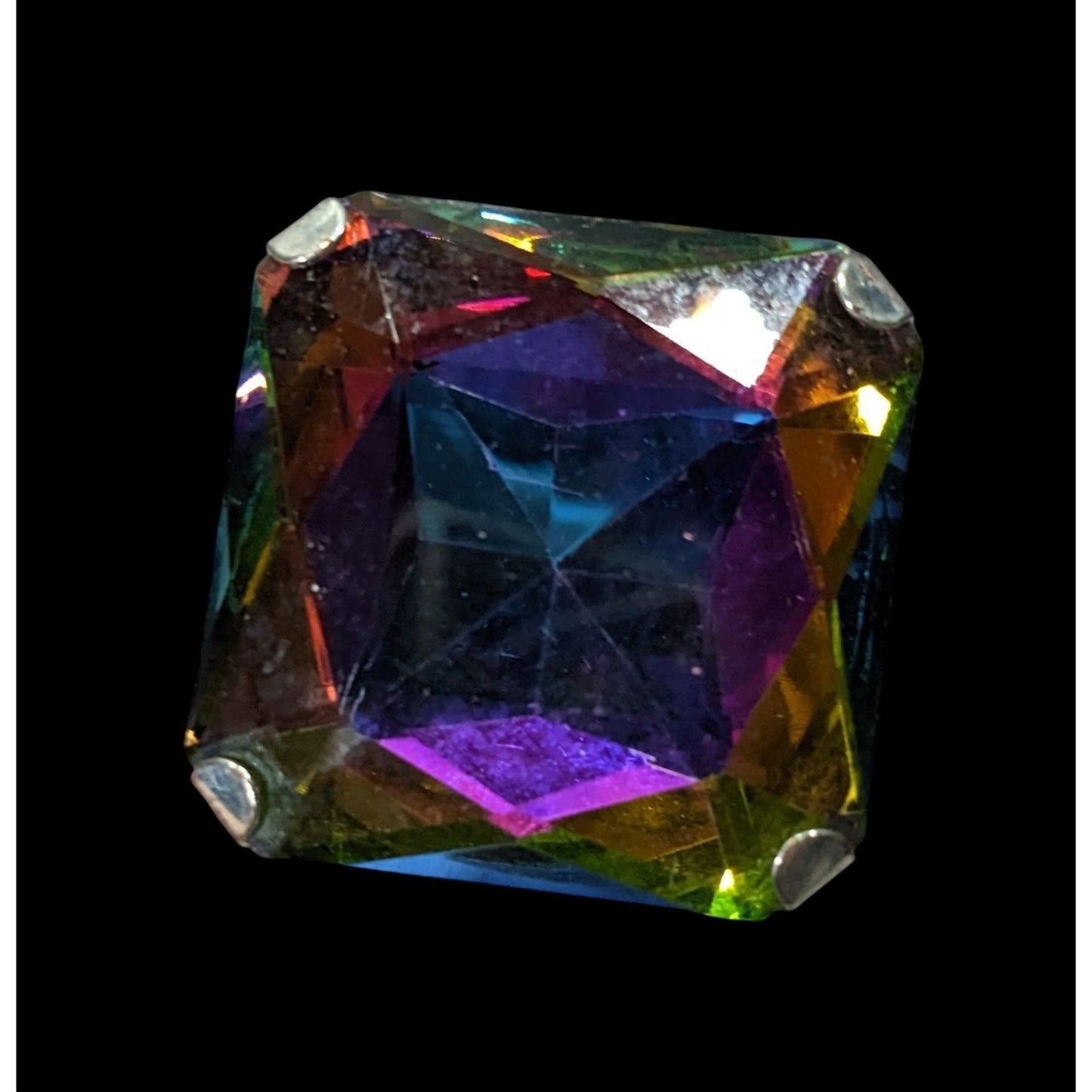Fantasy Glam Rainbow Glass Oversized Faceted Costume Ring