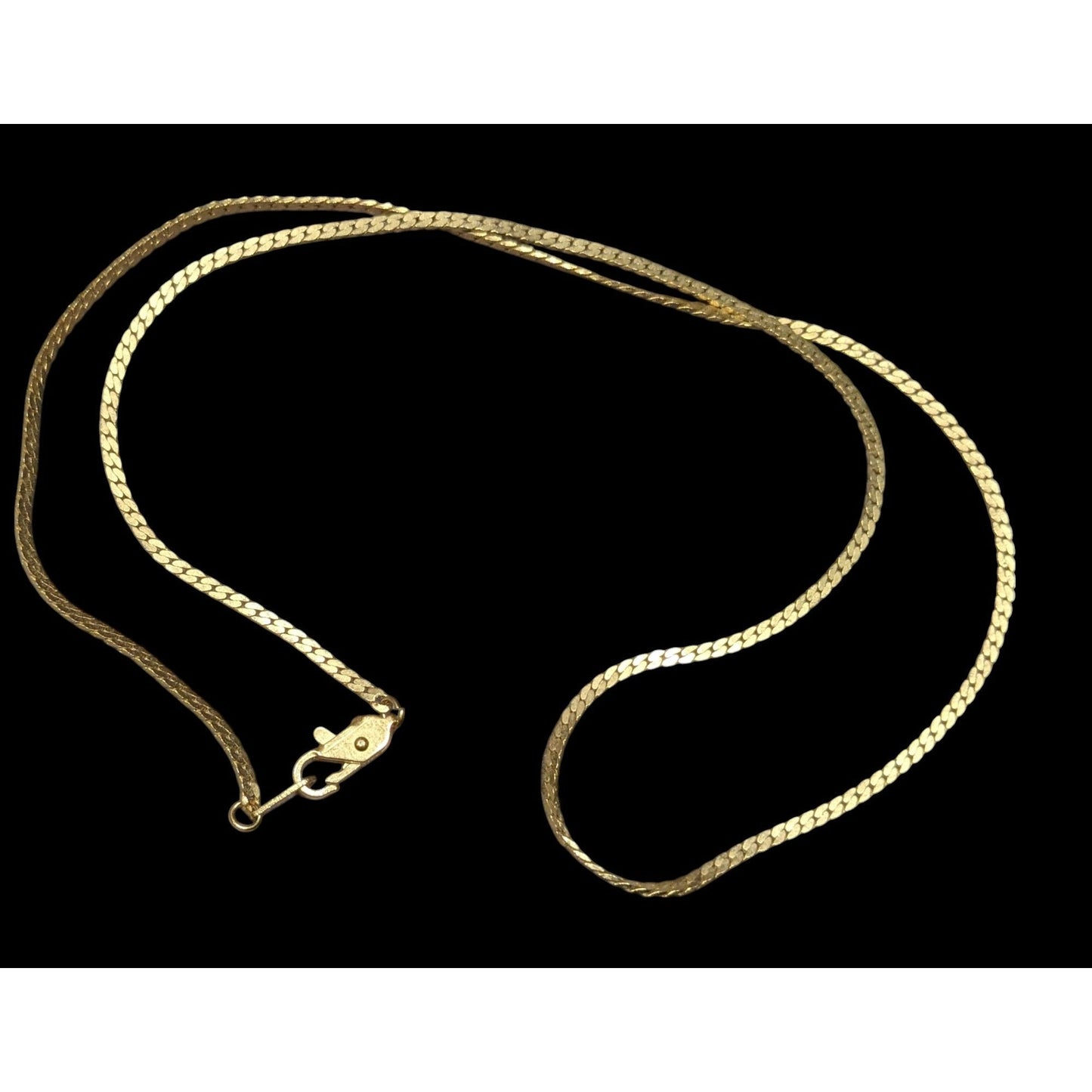 Elegant Classic Gold Tone Herringbone Chain Necklace