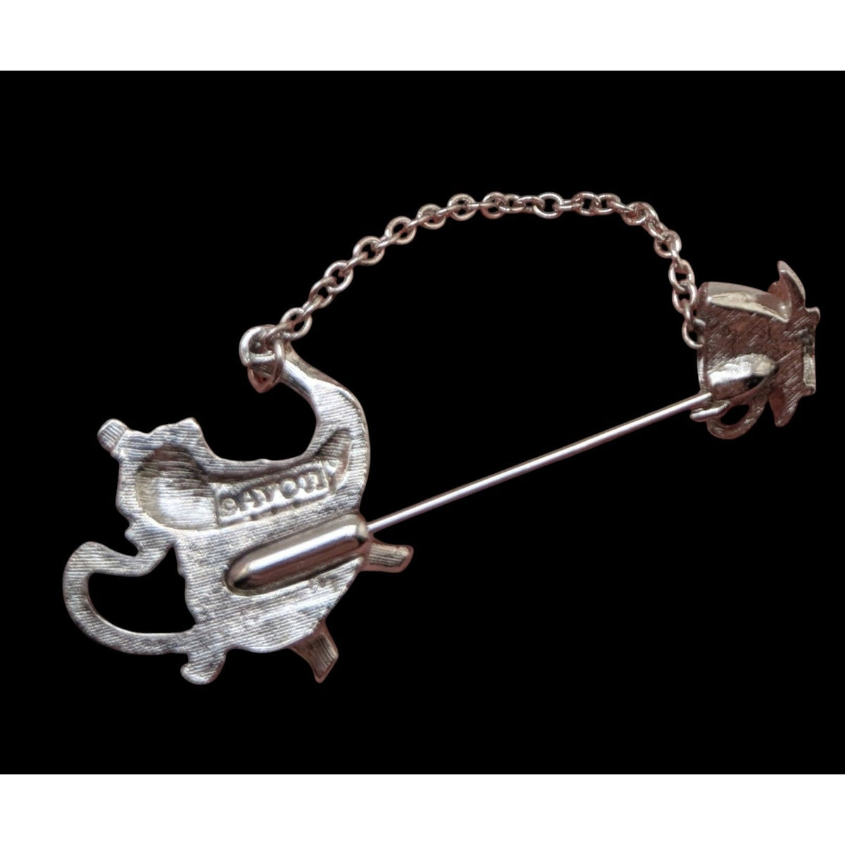 Avon Vintage Whimsical Silver Tone Teapot Teacup Stick Pin 2 Inch