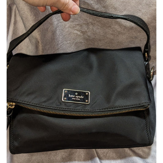 Kate Spade Wilson Road Black Nylon Fold-Over Satchel