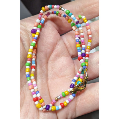 Rainbow Multicolor Beaded Necklace With Lobster Clasp