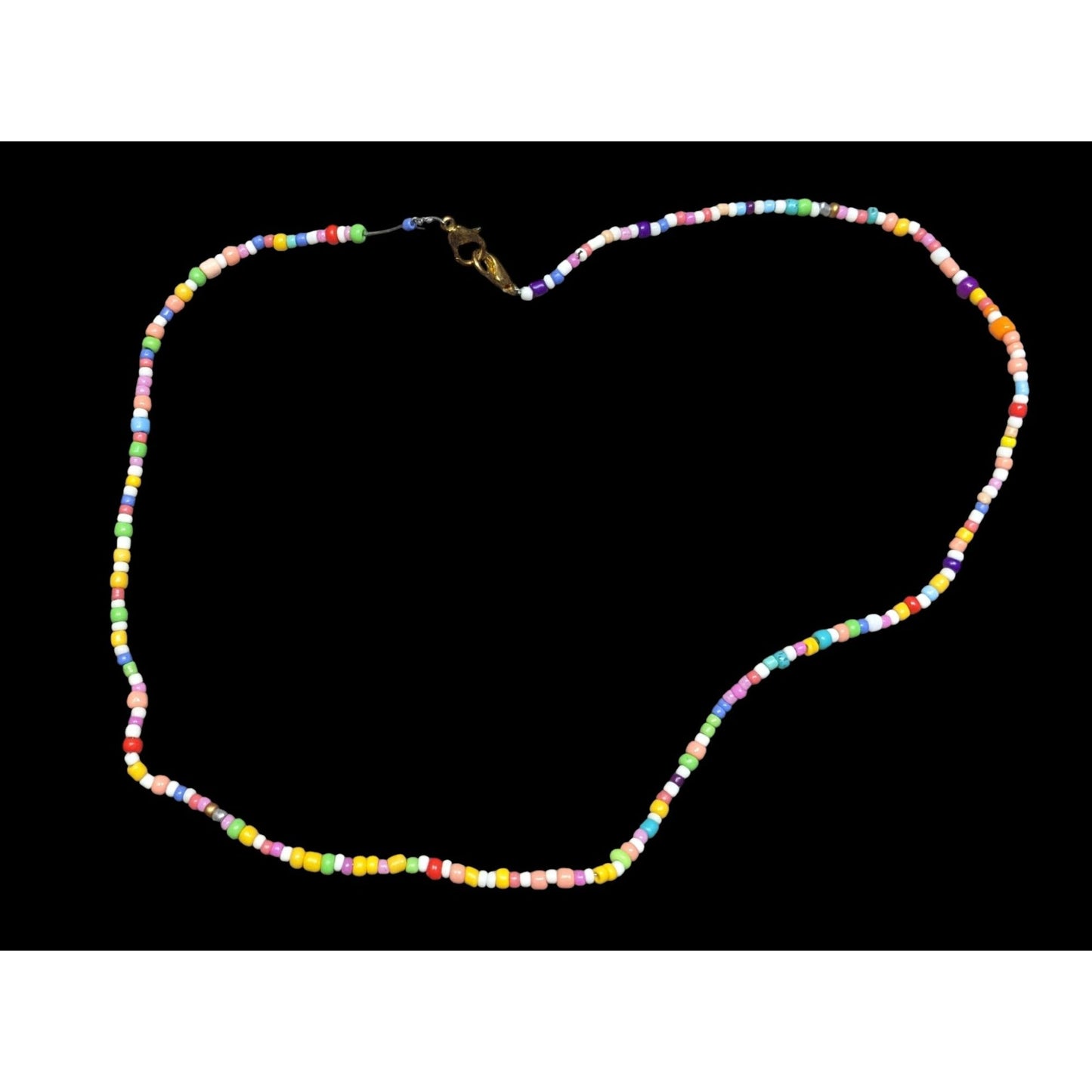 Rainbow Multicolor Beaded Necklace With Lobster Clasp