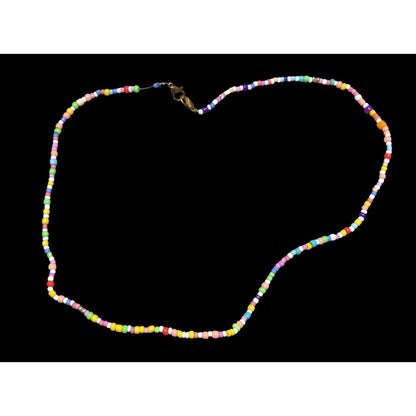 Rainbow Multicolor Beaded Necklace With Lobster Clasp