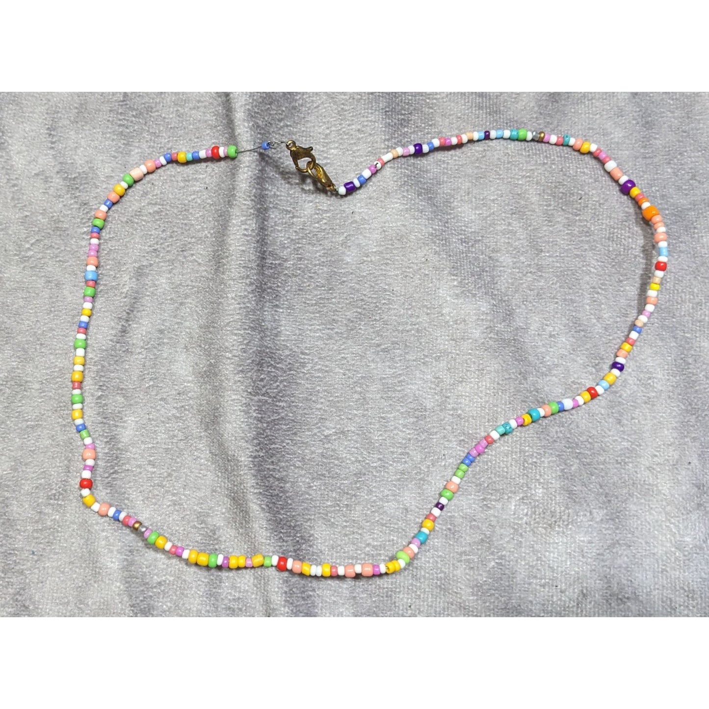 Rainbow Multicolor Beaded Necklace With Lobster Clasp
